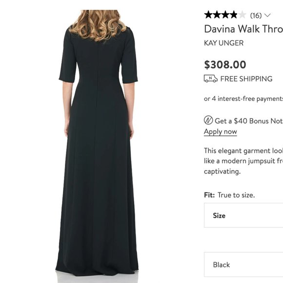 Kay Unger Jumpsuit, Size 10, Black - Picture 7 of 7